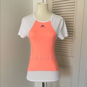 Adidas Stella McCartney Barracade XS/S Women Coral White Short Sleeve Tennis Tee